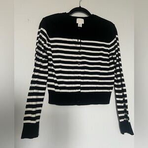 H&M Black and White Striped Cardigan